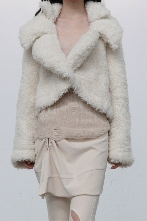 RUI three-dimensional plush short jacket RAW23WV15 white